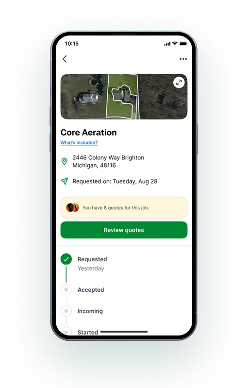 LawnGuru app home screen